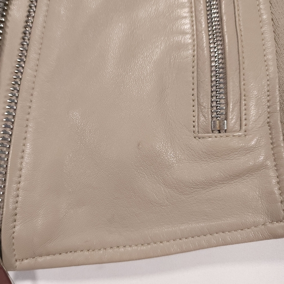 Johnston Murphy Women's Leather Moto Jacket Size Small Light Gray Good Condition - Picture 14 of 14